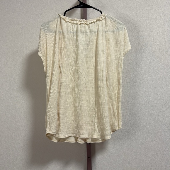 NWT Max Studio Tied Short Sleeve Oversized Fit Top in Eggshell - Picture 11 of 12